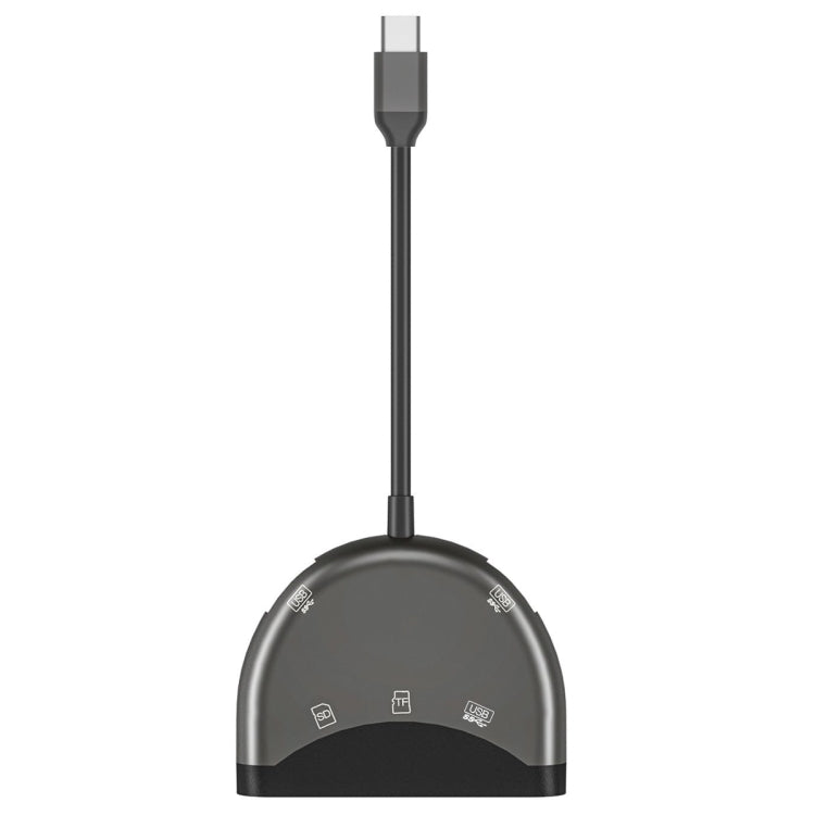Adaptador NK-3039 5 em 1 USB-C / Type-C macho para ranhura de cartão TF / SD + 3 USB fêmea, NK-3039
