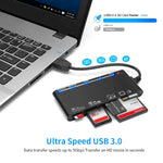 Leitor de Cartões Multifuncional Rocketek CR7 USB3.0 CF / XD / MS / SD / TF 7 em 1, USB3.0