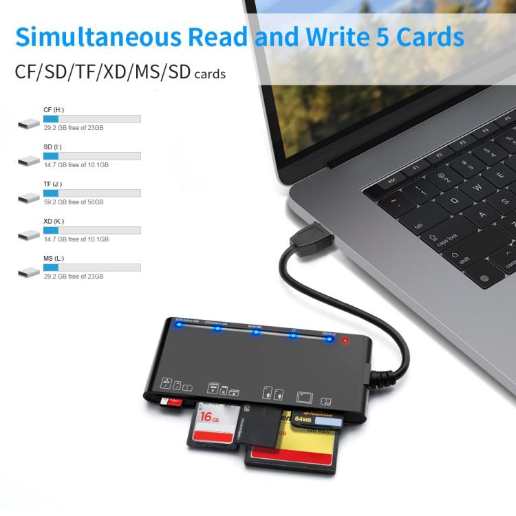 Rocketek CR7 USB3.0 Multi-function Card Reader CF / XD / MS / SD / TF Card 7 in 1, USB3.0