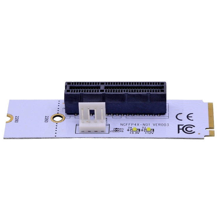 Adaptador NGFF M.2 Key M para PCI-E 1X / 4X / 8X / 16X para Placa Gráfica com LED e Cabo de Alimentação de 4 Pinos, VER003 com Cabo de Alimentação de 4 Pinos