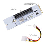Adaptador NGFF M.2 Key M para PCI-E 1X / 4X / 8X / 16X para Placa Gráfica com LED e Cabo de Alimentação de 4 Pinos, VER003 com Cabo de Alimentação de 4 Pinos