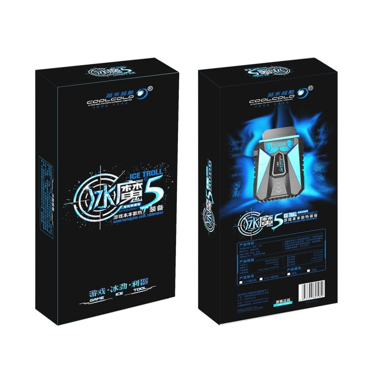 Ventoinha portátil Ice Troll 5 COOLCOLD para arrefecimento de portátil, controlador de ventoinha de alto desempenho com velocidade ajustável, AC 220V, AC 220V (Preto)