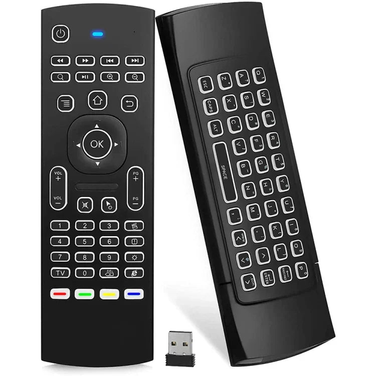 Comando Remoto Air Mouse Fly Sem Fios 2.4GHz Versão Retroiluminada Branca MX3-L, Versão Retroiluminada Branca