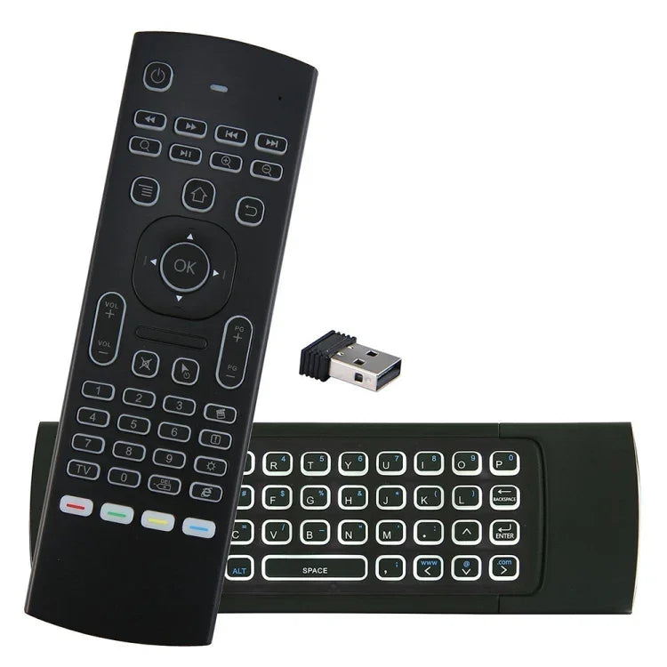 Comando Remoto Air Mouse Fly Sem Fios 2.4GHz Versão Retroiluminada Branca MX3-L, Versão Retroiluminada Branca