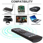 Comando Remoto Air Mouse Fly Sem Fios 2.4GHz Versão Retroiluminada Branca MX3-L, Versão Retroiluminada Branca