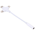 Cabo Adaptador de Áudio Digital Macho Duplo 8 Pinos+USB-C/Type-C para Fêmea 3,5mm