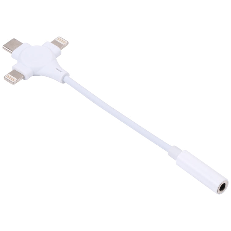 Cabo Adaptador de Áudio Digital Macho Duplo 8 Pinos+USB-C/Type-C para Fêmea 3,5mm