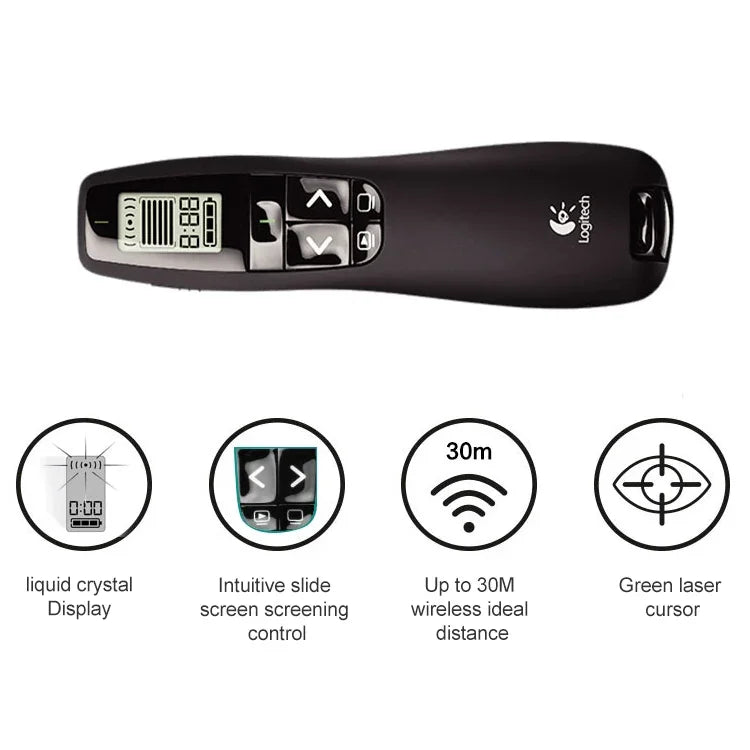 Logitech R800 Apresentador Sem Fios USB 2.4GHz para PPT, Caneta Flip, R800
