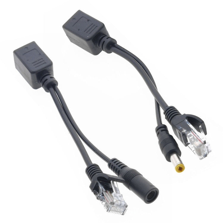 Conjunto de Cabo Injetor e Divisor RJ45 POE 2 em 1 com Jack DC Fêmea & Macho 2.1x 5.5mm, 2.1x 5.5mm Fêmea