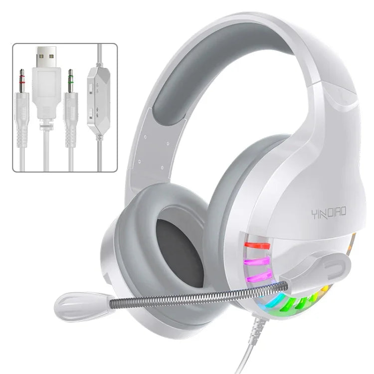 YINDIAO Q2 Auscultadores para Jogos Com Microfone, Com Fios, Versão: Duplo 3.5mm + USB, Q2 Duplo 3.5mm + USB (Branco)