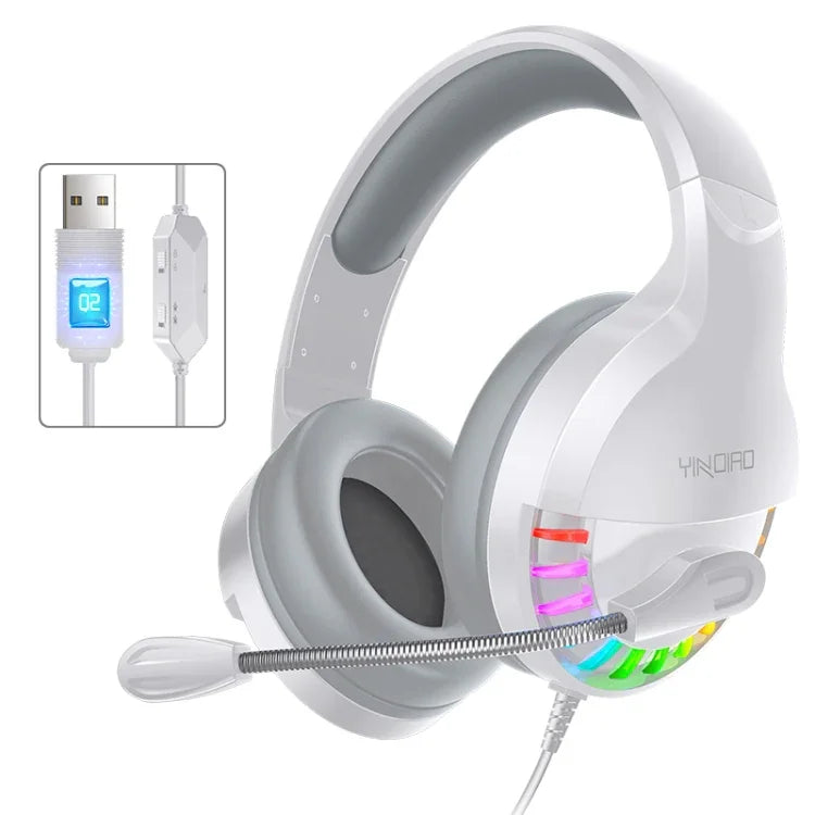 YINDIAO Q2 Auscultadores para Jogos Com Microfone, Com Fios, Versão: Cartão de Som USB Único, Q2 Cartão de Som USB Único (Branco)