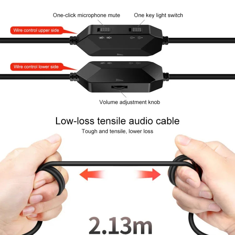 YINDIAO Q2 Auscultadores para Jogos Com Microfone, Com Fios, Versão: Cartão de Som USB Único, Q2 Cartão de Som USB Único (Branco)
