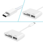 NK103TC Leitor de Câmera USB-C / Type-C Macho para SD + TF + USB Fêmea 3 em 1, NK103TC