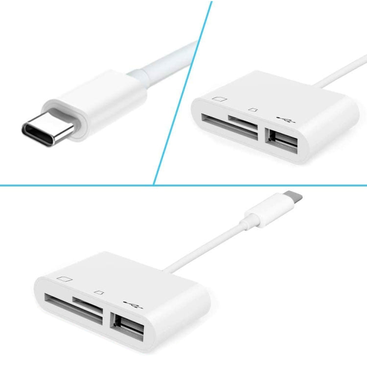 NK103TC Leitor de Câmera USB-C / Type-C Macho para SD + TF + USB Fêmea 3 em 1, NK103TC