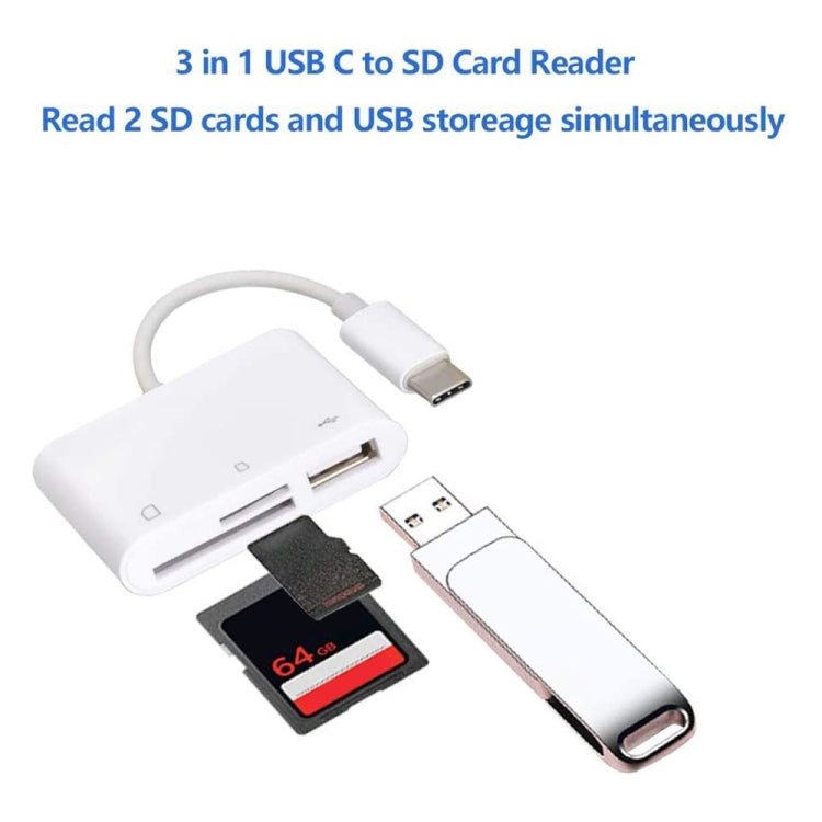 NK103TC Leitor de Câmera USB-C / Type-C Macho para SD + TF + USB Fêmea 3 em 1, NK103TC