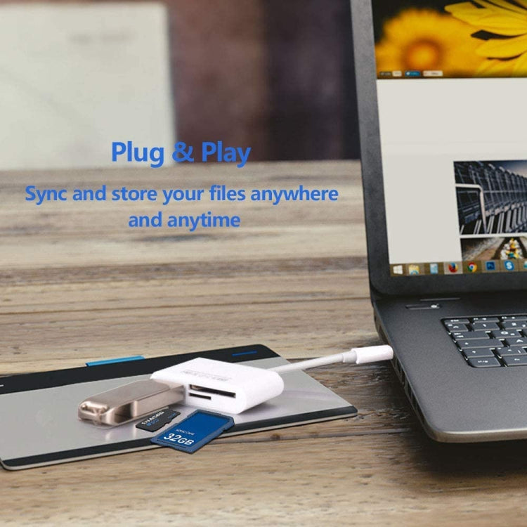 NK103TC Leitor de Câmera USB-C / Type-C Macho para SD + TF + USB Fêmea 3 em 1, NK103TC