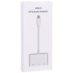 Adaptador OTG 3 em 1 USB-C / Type-C Macho para Type-C + USB + 3,5mm Fêmea