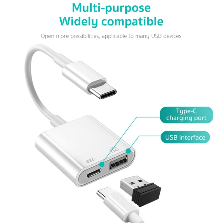 S-211 Adaptador de Câmara 2 em 1 USB-C / Type-C Macho para Type-C + USB Fêmea, S-211