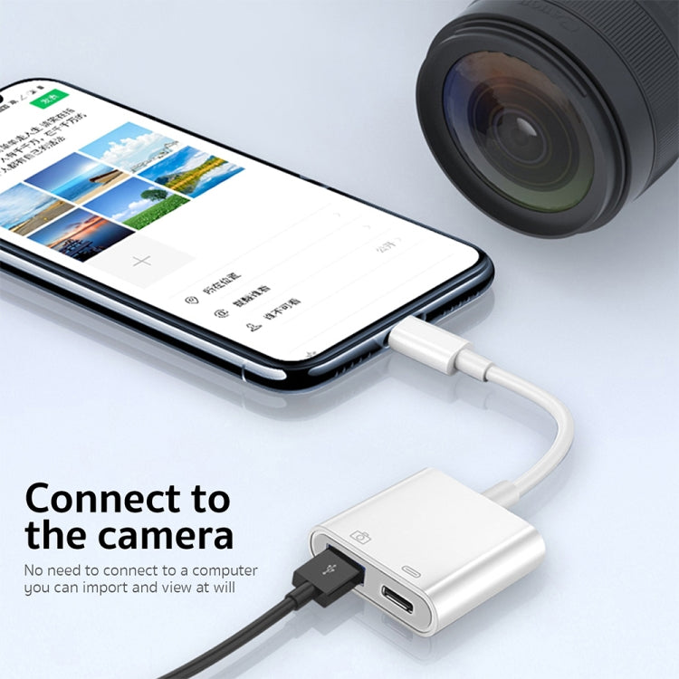 S-211 Adaptador de Câmara 2 em 1 USB-C / Type-C Macho para Type-C + USB Fêmea, S-211