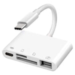 NK108LTC Leitor de Câmara 4 em 1 USB-C Macho para SD + TF + USB + Type-C Fêmea, NK108LTC