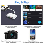 NK108LTC Leitor de Câmara 4 em 1 USB-C Macho para SD + TF + USB + Type-C Fêmea, NK108LTC