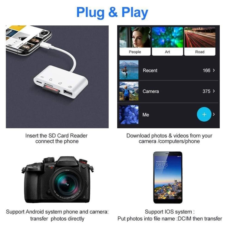 NK108LTC Leitor de Câmara 4 em 1 USB-C Macho para SD + TF + USB + Type-C Fêmea, NK108LTC