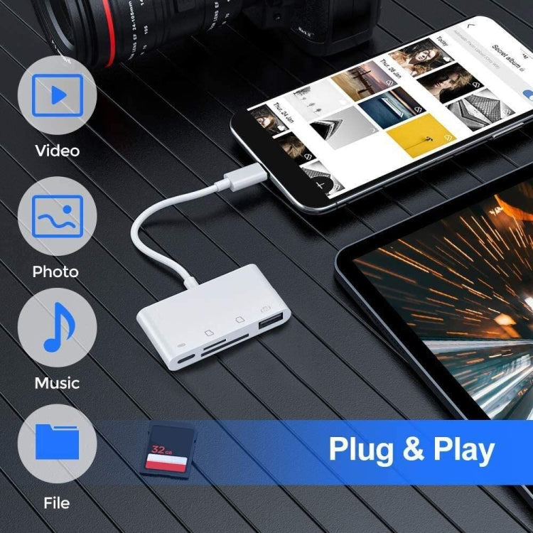 NK108LTC Leitor de Câmara 4 em 1 USB-C Macho para SD + TF + USB + Type-C Fêmea, NK108LTC