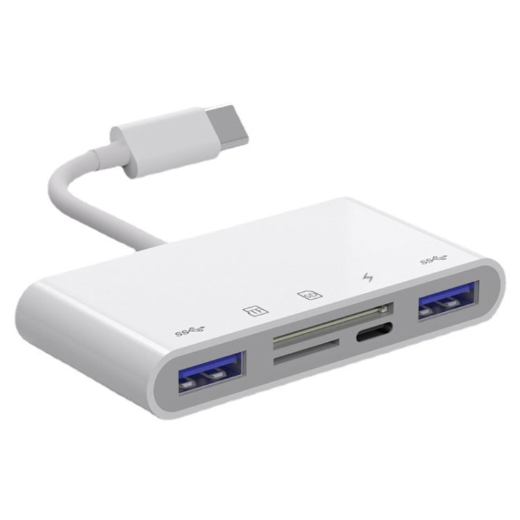Adaptador NK-1032TC 5 em 1 USB-C Macho para SD / TF / 2xUSB / Type-C Fêmea, NK1032TC