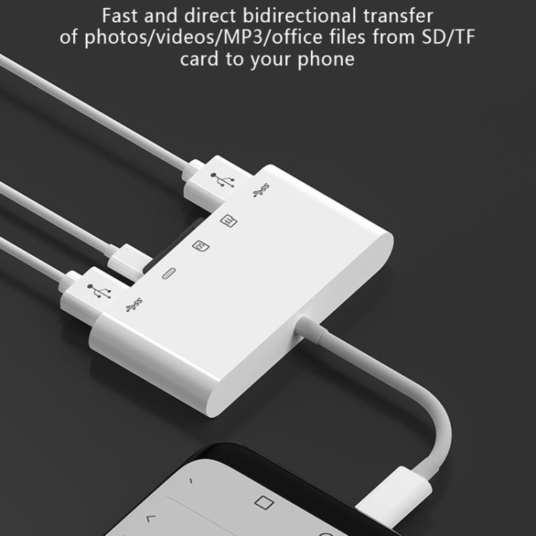 Adaptador NK-1032TC 5 em 1 USB-C Macho para SD / TF / 2xUSB / Type-C Fêmea, NK1032TC