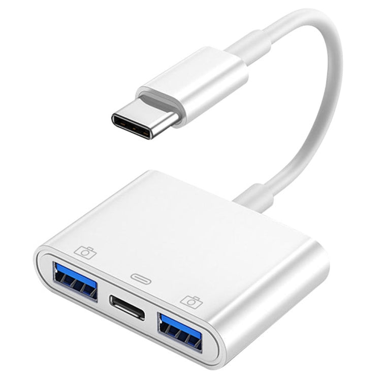 Adaptador de Câmara S-202 3 em 1 USB-C / Type-C Macho para Type-C + 2 x USB Fêmea, S-202