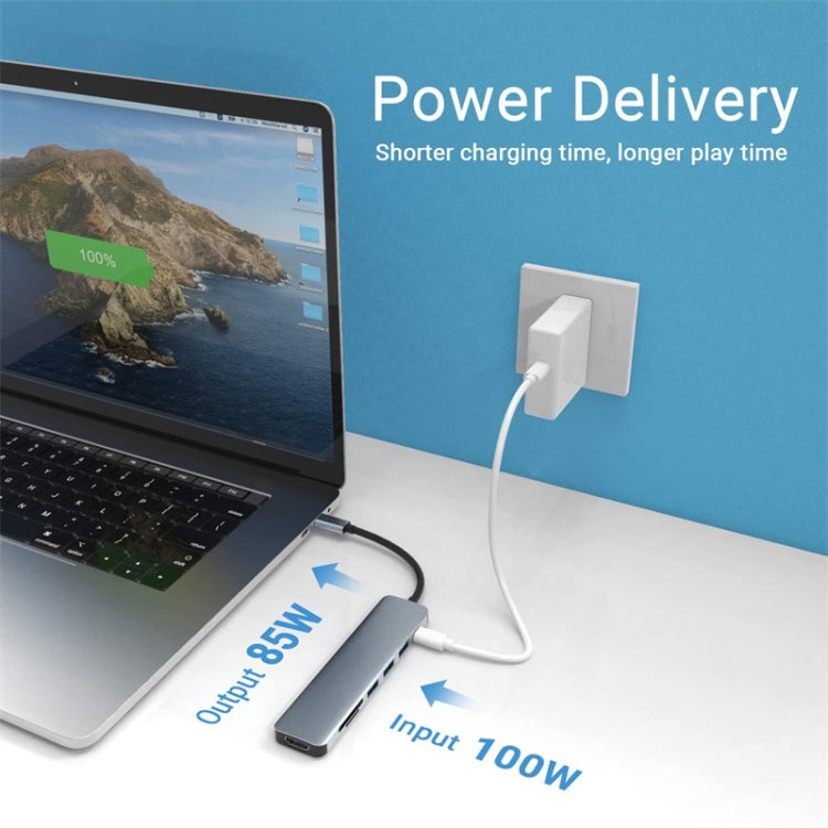 Estação de Acoplamento HUB Adaptador USB-C / Type-C 7 em 1, 7 em 1