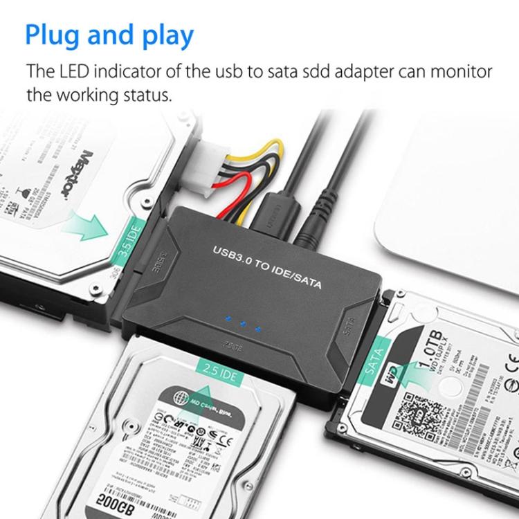Adaptador SATA / IDE para USB 3.0 Cabo Conversor para Disco Rígido 2,5 / 3,5 Polegadas, Ficha US, PC2404, PC2404AU, PC2404EU, PC2404UK