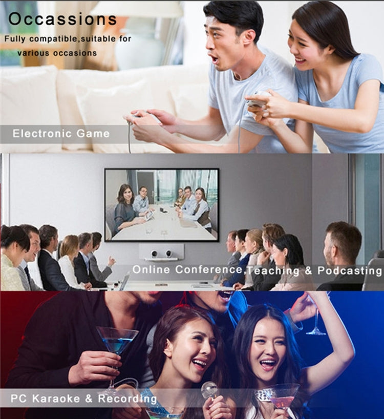 Compatível com PC e Mac para transmissões ao vivo, KTV, etc.