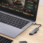 Adaptador HUB 5 em 1 USB para USB3.0+USB2.0x3+USB-C / Tipo-C, comprimento do cabo: 10 cm, BYL-2301U