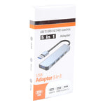 Adaptador HUB 5 em 1 USB para USB3.0+USB2.0x3+USB-C / Tipo-C, comprimento do cabo: 10 cm, BYL-2301U