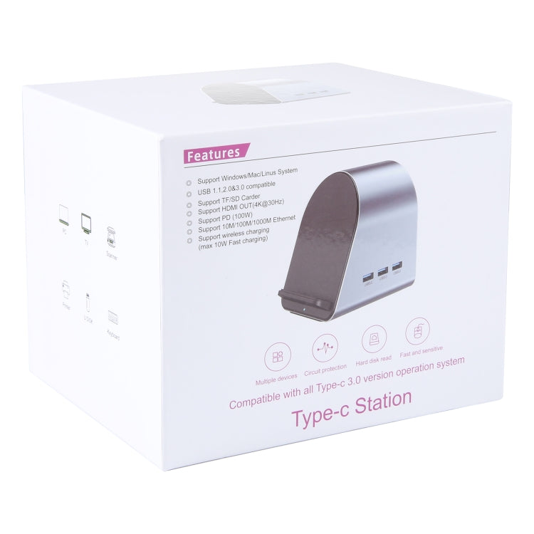 Adaptador HUB BYL-2211 10 em 1 USB-C / Tipo-C, suporta carregador de telemóvel, BYL-2211