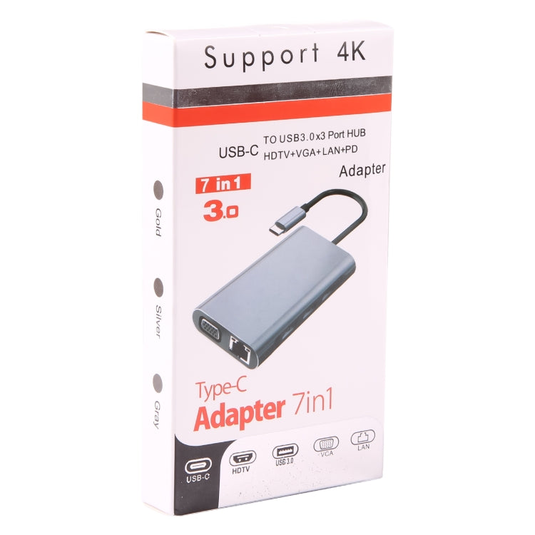 Adaptador HUB estação de ancoragem BYL-2111U3 7 em 1 USB-C / Tipo-C para USB, BYL-2111U3