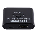 Comutador HDMI bidirecional 2 em 1 saída vídeo HD 4K, SL