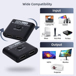 Comutador HDMI bidirecional 2 em 1 saída vídeo HD 4K, SL