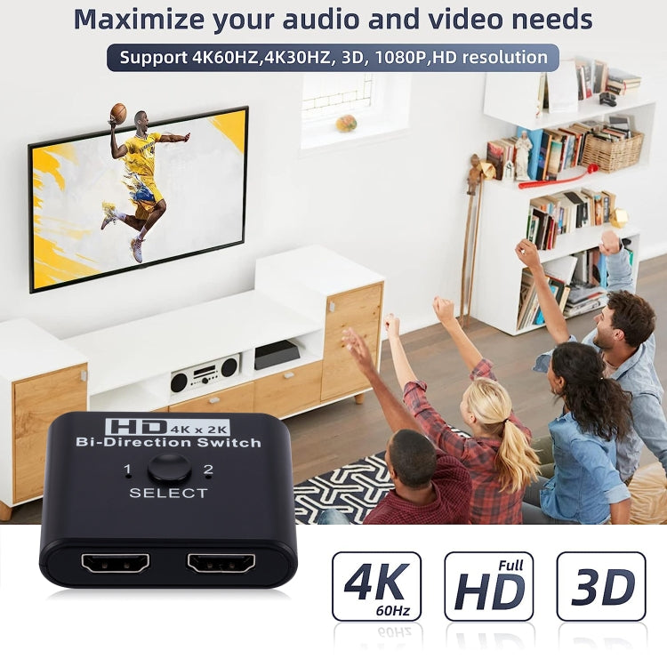 Comutador HDMI bidirecional 2 em 1 saída vídeo HD 4K, SL