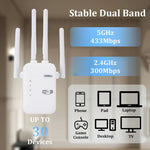 ZX-R08 Repetidor WiFi 1200Mbps Banda Dupla 2.4G/5G Amplificador de Sinal Roteador Externo WISP, Ficha US, 1200Mbps