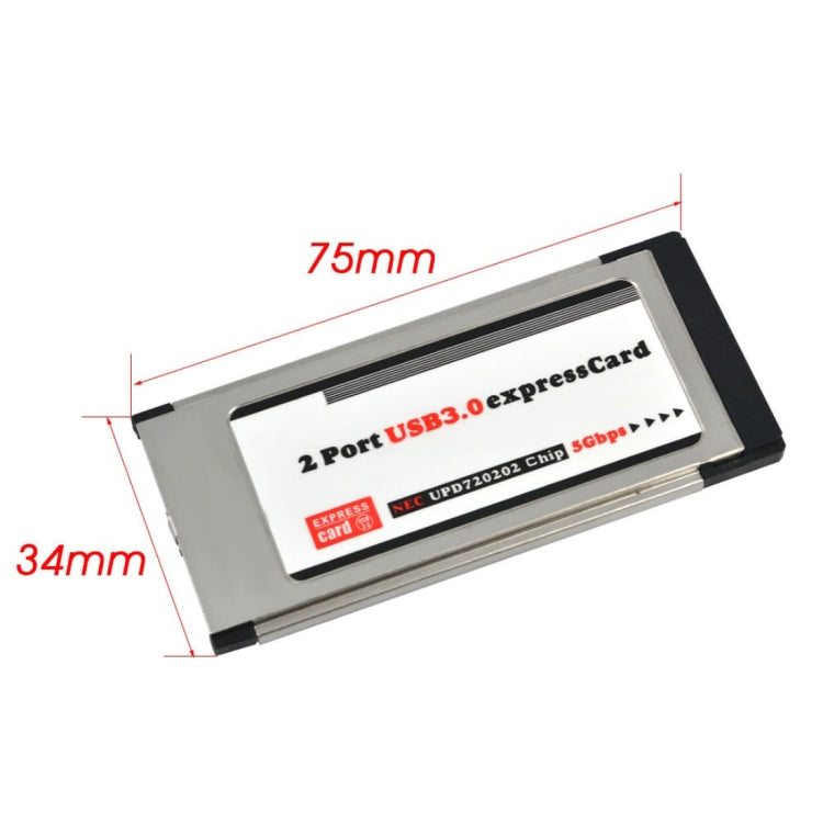 Placa Express PCI 34mm com 2 Portas USB 3.0 5Gbps para Portátil / Notebook, 34mm