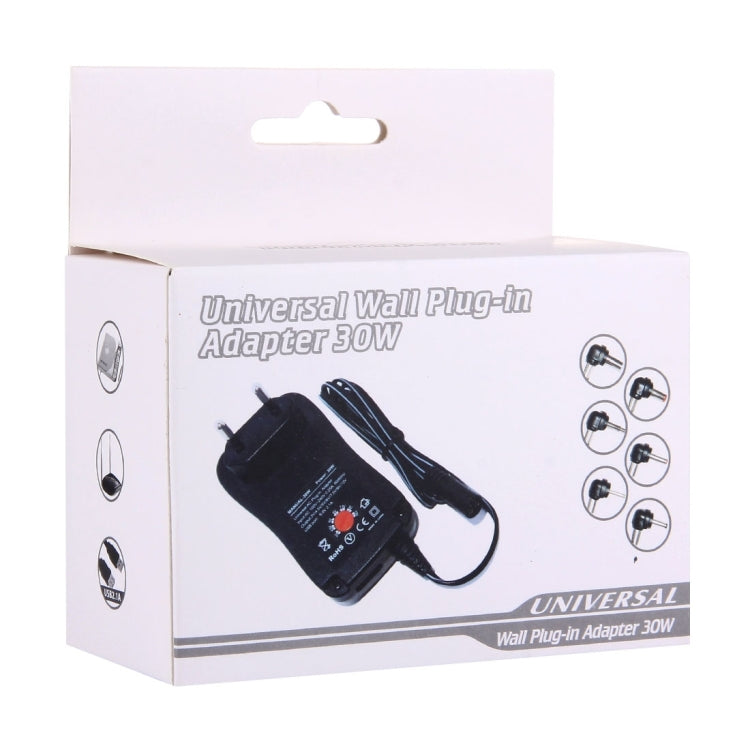 Adaptador Universal de Parede com Ficha EU 30W com Porta USB 5V 2.1A, Dicas: 6 PCS, Comprimento do Cabo: Cerca de 1,2m, Ficha EU