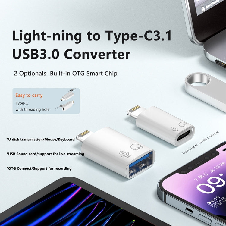 Adaptador OTG 8 Pinos para USB-C / Tipo-C, 8 Pinos para USB-C / Tipo-C