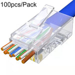 100 Unidades / Pacote Conector Modular Pass Through RJ45 Cat6e Não Blindado, Cat6e Não Blindado Pass Through