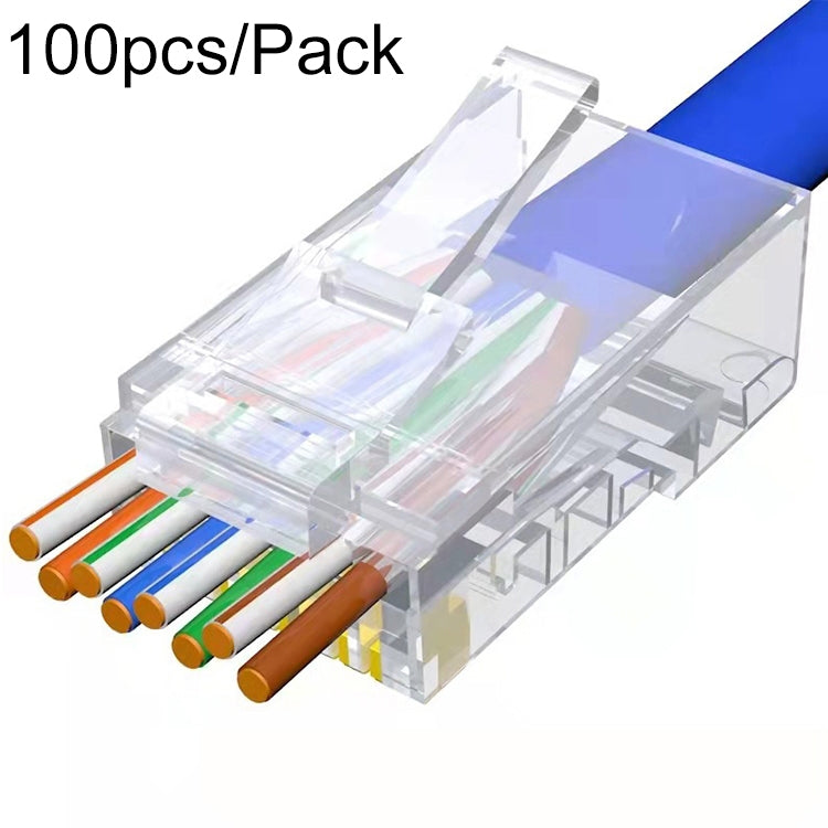 100 Unidades / Pacote Conector Modular Pass Through RJ45 Cat6e Não Blindado, Cat6e Não Blindado Pass Through