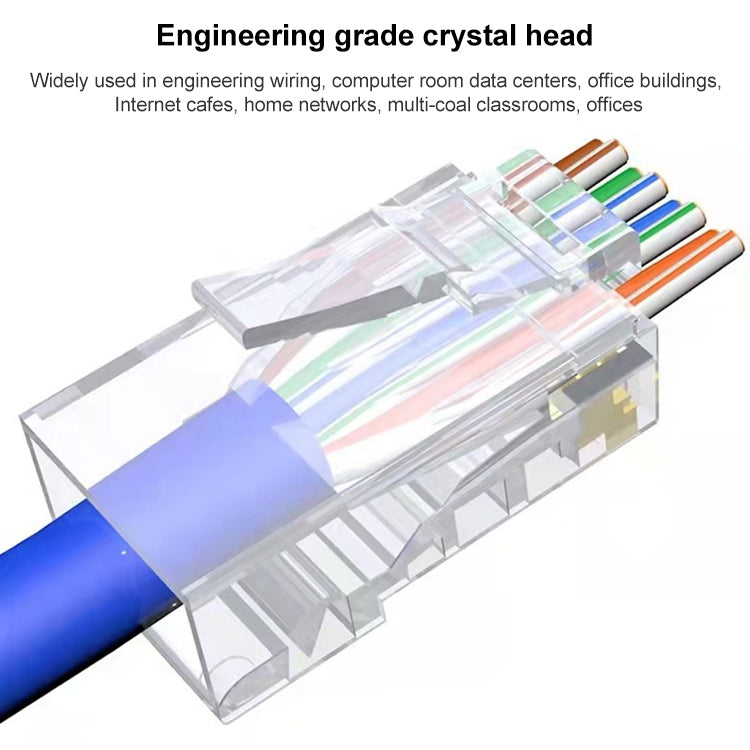 100 Unidades / Pacote Conector Modular Pass Through RJ45 Cat6e Não Blindado, Cat6e Não Blindado Pass Through