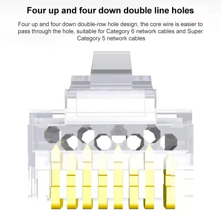 100 Unidades / Pacote Conector Modular Pass Through RJ45 Cat6e Não Blindado, Cat6e Não Blindado Pass Through