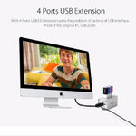 HUB USB 3.0 de Alta Velocidade ORICO A3H4 com 4 Portas em Alumínio e Fonte de Alimentação 12V/2.5A para Portáteis, 4 Portas (Prateado)