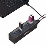 ORICO A3H10 HUB USB 3.0 de alta velocidade em alumínio com 10 portas e adaptador de energia para portáteis, 10 portas (prateado), 10 portas (preto)